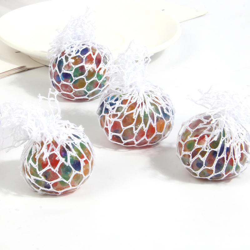 Stress - Relief Squeeze Ball, TPR Soft Rubber Rebound Novelty Fidget Ball with Mesh - Wrapped Water Beads, Fidget Toy