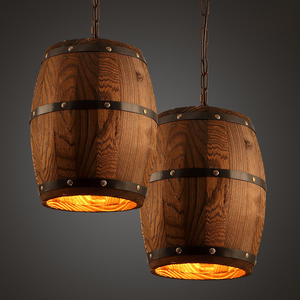 Lámpara Colgante de Estilo Industrial Retro Americano <span class=keywords><strong>para</strong></span> Bar o Cafetería, Decoración con Barril de Madera, Lámpara Colgante con Forma de Barril de Vino - Product Image 4
