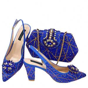 2026 Women Geometric Fashion Diamond Pointed <b>Heels</b> Rhinestone Sandals <b>and</b> Matching Polyester Lining <b>Bags</b> Set - Product Image 6