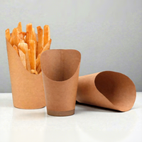 Gobelet à thé au lait jetable, gobelet à frites coupées en biais tendance, gobelet en papier kraft pour glace et gaufres aux pommes de terre douces
