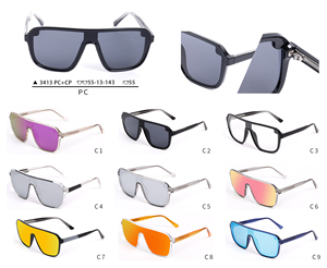 Finewell 2025 3413 PC + CP Chất lượng cao khung một mảnh ống kính retro sang trọng thể thao Kính mát biểu tượng tùy chỉnh phụ nữ người đàn ông - Product Image 3