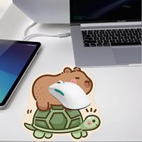 Tapis de Souris Antidérapant en Caoutchouc avec Motif Animalier Capybara Chevauchant une Tortue, Style Kawaii pour Gaming, Bureau, PC, Ordinateur Portable, Vente en Gros OEM