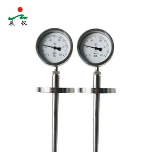 Haichen Hot Sale Flanged Dial Type 450 Celsius Industrial Probe Bimetallic Thermometer