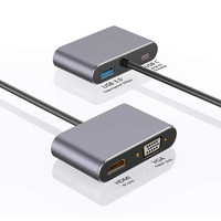 Adaptador Hub 4 en 1 Tipo-C a /VGA/PD/USB-C Todo en Uno HD