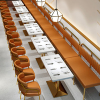 Mobilier de restaurant personnalisé combinaison table et chaise commerciales en fer forgé doré pour siège de carte canapé café restaurant