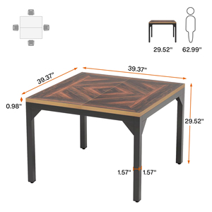 <span class=keywords><strong>Table</strong></span> à manger carrée multifonctionnelle en <span class=keywords><strong>bois</strong></span> <span class=keywords><strong>massif</strong></span> brun de style industriel moderne pour 4 personnes, meubles de salle à manger - Product Image 6