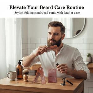 Pettine Pieghevole Portatile in Legno di Sandalo Rosso a Prezzo di Fabbrica, Pettine Classico Personalizzato per Barba da Uomo per Uso Domestico o da Salone - Product Image 4