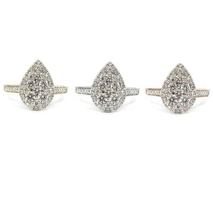 Chine Usine Design Élégant Haute Qualité 14k Or Blanc Massif Véritable Diamant Poire Forme Détaillée Cluster Bague de Fiançailles Pour Fille - Product Image 4