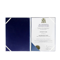 Porte-diplôme A4 en cuir PU avec doublure en velours et coin ruban
