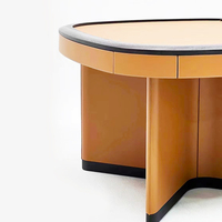 Table de mahjong moderne en cuir de selle orange table de jeu de divertissement simple table de poker