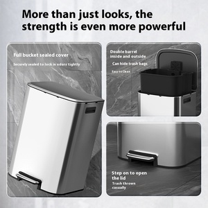 Công Suất Lớn Thương Mại Và Hộ Gia Đình Thép Không Gỉ Thùng Rác Có Thể Với Bàn Đạp Chân Văn Phòng Khách Sạn Nhà Bếp Nắp Hơn 60L Thiết Kế Mới - Product Image 2