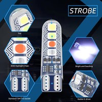 Luz Estroboscópica LED RGB T10 W5W 3030 SMD 8 LED, Iluminación Interior para Auto, Bombilla de Lectura, Luz de Posición, Lámpara para Matrícula