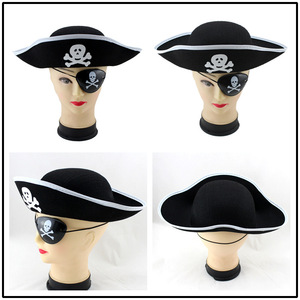 Sombrero de <span class=keywords><strong>Pirata</strong></span> para Adultos al por Mayor, Accesorios de Capitán, Decoraciones Personalizadas de Plástico, Tela y Plumas para Halloween - Product Image 3