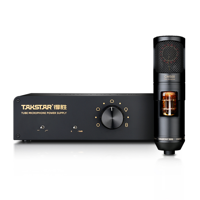 For TAKSTAR CM500 Large-diaphragm Tube Condenser Microphone Set 48V Phantom Power XLR wired connection Metal Material for Studio