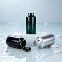 Conteneur Rond Grand Format 580 ml Noir Vert Argenté Anti-Lumière pour Capsules en Vrac et Compléments Alimentaires avec Bouchon à Vis