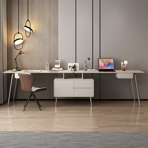 Mesa de estudio para estudiantes de madera maciza con silla integrada, librería de alquiler y Escritorio de computadora con gabinete lateral - Product Image 2