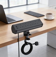 Schreibtisch-Klemmleiste mit UK-Stecker, 4 AC-Steckdosen, USB-C und USB-A Anschlüsse, 3m Verlängerungskabel für Zuhause und Büro
