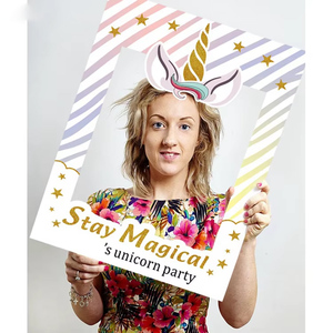 Rainbow Unicorn - Magical Unicorn Baby Shower or Birthday Party <strong>Selfie</strong> Photo Booth Picture <strong>Frame</strong> &amp; Props PFB304 - Product Image 1