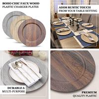 Assiettes de présentation en plastique effet bois rustique moderne de 13 pouces pour mariage, design bois décoratif, vente en gros