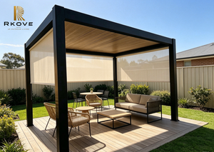 Pergola moderne en aluminium RKOVE avec toit rétractable et pare-soleil pour la vie en plein air dans la cour - Product Image 2