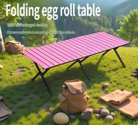 Table pliante pour œufs roulés en acier au carbone, portable, pliable, pour camping et pique-nique, 4-6 personnes, 120 cm, robuste, pour repas en plein air