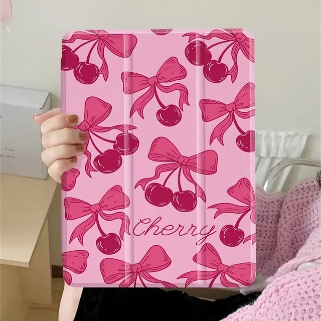 IP004 Full Screen Bowknot Cherry 70% off Stand Compatible with iPad 7/8/9 Tablet Case 10.2inch Pen Slot Shockproof