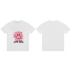T-shirt décontracté blanc à col rond et manches courtes pour femme, respirant, avec logo imprimé rose, idéal pour l'été et le quotidien – Nouveauté Dropshipping - Product Image 3
