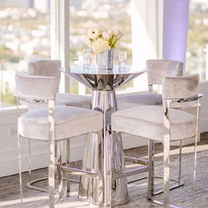 Mesa de cóctel de metal con tapa redonda de acero inoxidable, diseño caliente, barra alta, 1 pieza, silla de Hotel moderna, muebles de Hotel, mesa de comedor dorada - Product Image 2