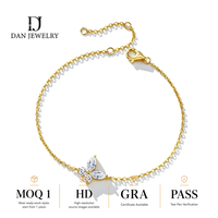 Bracelet en argent sterling 925 plaqué rhodium/or 18 carats avec moissanite ronde taille marquise D VVS certifiée GRA, passe le test du stylo testeur, vente en gros, prêt à être expédié