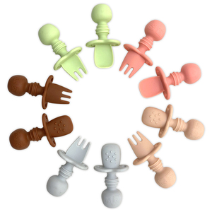 ไม่ใช่เรื่องง่ายที่จะทำลาย<span class=keywords><strong>เด็ก</strong></span>ทารกช้อนส้อมรถไฟซิลิโคนเด็กที่จะกินช้อนและชุดส้อมไม่มี BPA ช้อนและส้อม - Product Image 3