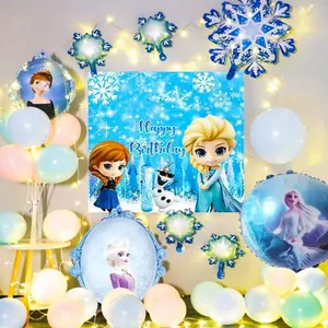Ingrosso personalizzabile con tema Elsa principessa congelata in cartone per festa di buon compleanno decorazione palloncino in lattice
