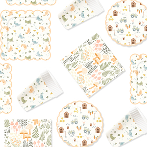 Juego de Vajilla Desechable con Diseño de Granja DAMAI, Platos, Vasos y Servilletas de Papel para Postre y Cena, con Animales y Autos para Fiestas Infantiles - Product Image 4