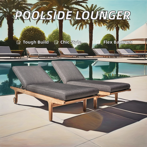 Hôtel Patio Extérieur Plage Chaise Longue Teck Bois Meubles de Jardin pour Piscine Daybed Transat Chaises Longues - Product Image 6