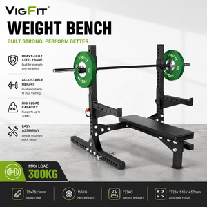 VIGFIT Stable Power Rack <strong>WeightLifting</strong> Strength Flat <strong>Bench</strong> Without Plate Fitness <strong>Bench</strong> - Product Image 2