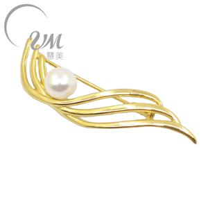 VM.Jewelry Broche Unisexe en Argent 925 Minimaliste Haut de Gamme Personnalisée avec Perle d'Eau Douce 8,5 mm - Product Image 1