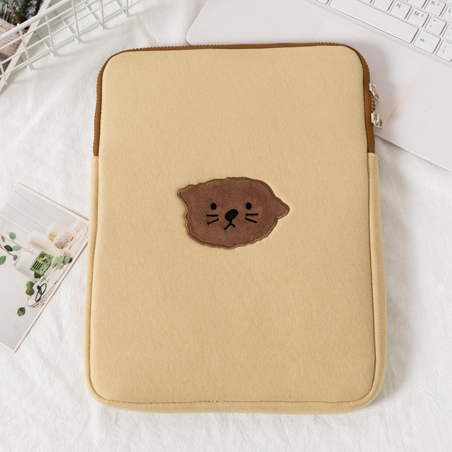 Made in China Custom Logo Waterproof Embroidery Padded Bilayer Laptop Bag Bear Design Laptop Sleeve Bag