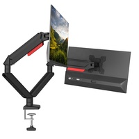 Support de moniteur double 17-32 pouces 10 kg, économique, réglable, inclinaison à 90 degrés pour bureau, support PC VESA 75x75, noir