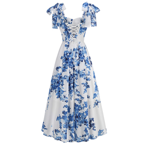 hot selling Fashion Printed Dress Elegent <b>Long</b> Style Contrast Color Casual Dress for Women - Product Image 2