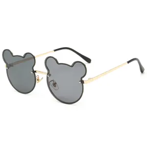 三个河马2021新来港定居人士金属时尚儿童太阳镜UV400可爱的孩子色调宝贝尺寸孩子定制Logo太阳眼镜