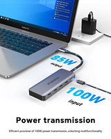 Base de Conexión USB C FORIDA OEM ODM 2026, Adaptador para Dos Monitores, Hub USB C 5 en 1, Base para Dos Monitores para MacBook