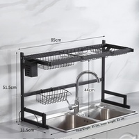 Égouttoir à vaisselle multifonctionnel en fil métallique antirouille pour évier avec paniers latéraux et crochets de suspension pour cuisine