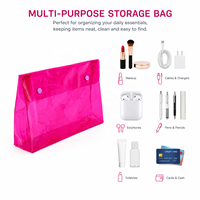 Pochette cosmétique transparente en PVC teinté avec logo personnalisé, style néon, étanche, pour organiser le maquillage