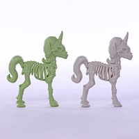 Décoration de cheval squelette d'Halloween, squelette de licorne en plastique, décoration de table pour maison hantée, fournitures d'Halloween