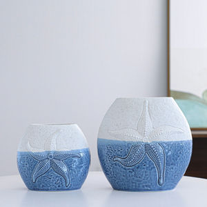 Jarrón de cerámica nórdico para decoración interior del hogar, <span class=keywords><strong>maceta</strong></span> de porcelana sencilla con adornos para boda, color azul y blanco - Product Image 1