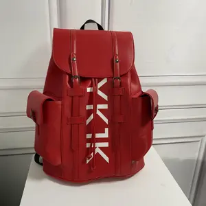 customized brand logo pu leather big size men backpack