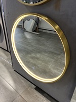 Miroir LED rond intelligent à cadre noir avec interrupteur tactile, design moderne pour salon et hôtel