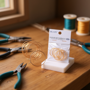 Orecchini a Cerchio Ilan 30mm in Oro K, 10 Pezzi, Materiali per Artigianato - Product Image 2