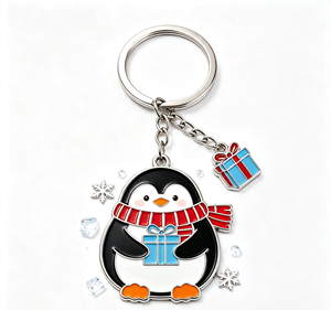 Custom Penguin Enamel Metal Key Chain Zinc Alloy Cartoon Keyring Holiday Gift Promotion - Product Image 5