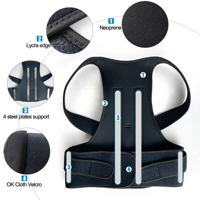 Correcteur de posture dorsal en néoprène Star, ceinture de soutien invisible pour le travail de bureau et le sport, soutien lombaire complet réglable