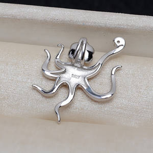 จี้เงินแท้ S925 พร้อมพู่ห้อยประดับมุก 8-10 เม็ด จี้รูปปลาหมึกสำหรับผู้หญิง อุปกรณ์ทำเครื่องประดับ DIY ตัวจี้เปล่า ผลิตภัณฑ์กึ่งสำเร็จรูป - Product Image 4